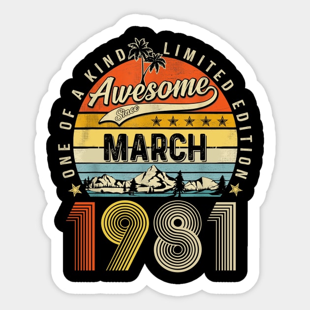 Awesome Since March 1981 Vintage 42nd Birthday Sticker by Mhoon 